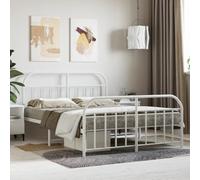 Owoxanthellate Telaio letto in metallo bianco 140 x 190 cm con testa e poggiapiedi, design moderno, robusto telaio in acciaio, altezza 100 cm, spazio extra sotto il letto, per camera da letto, camera