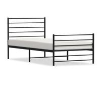 Owoxanthellate Telaio letto in metallo nero 90 x 190 cm, robusto letto singolo con testiera e pediera, 26 cm di spazio sotto il letto, design senza tempo per camera degli ospiti e dei ragazzi