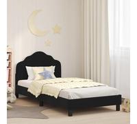 Owoxanthellate Telaio letto in velluto nero, 80 x 200 cm, design moderno, con testiera e rete a doghe, per camera dei ragazzi, camera degli ospiti, appartamento monolocale