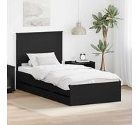 Owoxanthellate Telaio letto nero 100 x 200 cm ingegneri legno design moderno con cassetti per riporre lo spazio adatto per camera da letto e camera dei ragazzi