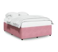 Owoxanthellate Telaio letto rosa 140 x 190 cm velluto con robusta rete a doghe, design moderno e piedi in legno di pino massiccio, letto matrimoniale senza materasso per camera da letto e camera degli