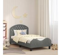 Owoxanthellate Telaio per lettino con testiera in velluto grigio scuro, 160 x 80 cm, design moderno con rete a doghe, scomparti per riporre il letto, per la cameretta dei bambini, la cameretta dei