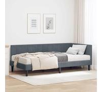 Owoxanthellate Telaio per letto angolare con materasso 204 x 94 x 72 cm, in velluto grigio, design moderno, robusto e durevole, per piccole camere da letto, camera degli ospiti e camera dei ragazzi