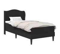 Owoxanthellate Telaio per letto da 100 x 200 cm, con testiera, nero, in ecopelle, con materasso, moderno, con vano portaoggetti, per camera da letto, 202 x 104 x 101 cm