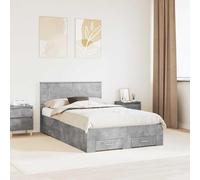 Owoxanthellate Telaio per letto grigio cemento 200 x 123 x 90 cm con cassetti, design moderno, struttura in legno robusto con testiera per appartamenti in città, camera dei ragazzi e camera degli