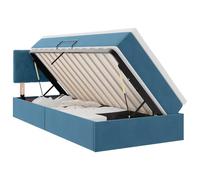 Owoxanthellate Telaio per letto in velluto con vano portaoggetti a LED, blu scuro, 100 x 200 cm, struttura in metallo, design moderno, robusto e salvaspazio, per ragazzi e camere degli ospiti