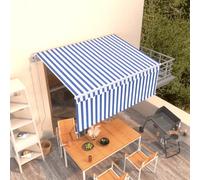 Owoxanthellate Tenda da sole allungabile 3 x 2,5 m, blu e bianco con balze, telaio in alluminio e telecomando, salva spazio per balcone, protezione solare per terrazza, giardino e campeggio