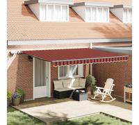 Owoxanthellate Tenda da sole allungabile, arancione, 450 x 300 cm, resistente ai raggi UV, con illuminazione a LED, protezione solare manuale, balcone, design moderno, resistente alle intemperie, per
