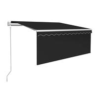 Owoxanthellate Tenda da sole antracite 350 x 250 cm con LED e sensore vento, tenda parasole estraibile con telecomando, poliestere impermeabile per balcone, giardino e lounge