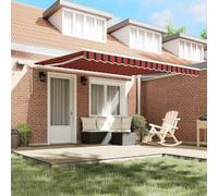 Owoxanthellate Tenda da sole arancione marrone 400 x 300 cm allungabile manualmente con illuminazione a LED, resistente ai raggi UV, resistente alle intemperie, per balcone, giardino, terrazza e patio