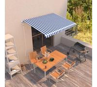 Owoxanthellate Tenda da sole automatica 300 x 250 cm blu bianco con telecomando in alluminio verniciato a polvere e poliestere resistente ai raggi UV per balcone terrazza e giardino d'inverno