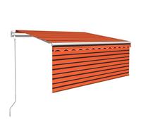 Owoxanthellate Tenda da sole automatica con LED 3,5 x 2,5 m, colore arancione, marrone, bianco, sensore di vento, telecomando, moderna tenda da sole estraibile per terrazza, balcone, giardino