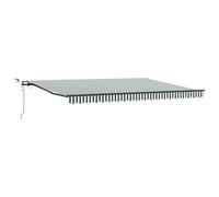 Owoxanthellate Tenda da sole con braccio articolato, 450 x 300 cm, per terrazza e balcone, in poliestere, retrattile, con telecomando e sensore di luce del vento, verde e bianco a righe