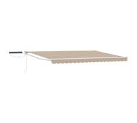 Owoxanthellate Tenda da sole elettrica, 4 x 3 m, con braccio articolato, con pannello solare e telecomando, parasole retrattile in alluminio e poliestere, per terrazza e piscina, beige e bianco