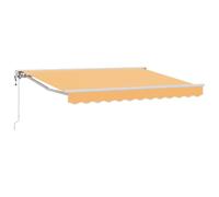 Owoxanthellate Tenda da sole elettrica estensibile, 3,5 x 2,5 m, con braccio articolato, con telecomando e manovella, tenda da terrazza, per balcone e giardino, tessuto in poliestere, sabbia, telaio