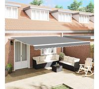 Owoxanthellate Tenda da sole in alluminio, 500 x 350 cm, colore bianco, retrattile, per terrazze, balcone, resistente alle intemperie, durevole, con telecomando, per giardino, camper, campeggio