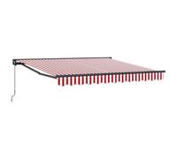 Owoxanthellate Tenda da sole pieghevole da balcone, 350 x 250 cm, colore rosso e bianco, in poliestere e metallo, con estrazione manuale, design moderno, durevole, per giardino, terrazza, balcone