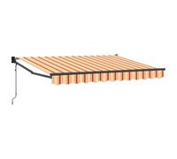 Owoxanthellate Tenda da sole retrattile 3,5 x 2 m, tenda da sole a manovella per terrazza e giardino, braccio articolato a righe, protezione dagli sguardi indiscreti, in poliestere e metallo, giallo