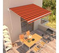 Owoxanthellate Tenda da sole retrattile automatica, 400 x 300 cm, colore arancione, marrone, telaio in alluminio verniciato a polvere, resistente ai raggi UV, telecomando, resistente alle intemperie