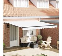 Owoxanthellate Tenda da sole retrattile bianca, 400 x 350 cm, in tessuto resistente ai raggi UV e telaio in alluminio, design moderno per giardino, terrazza e balcone