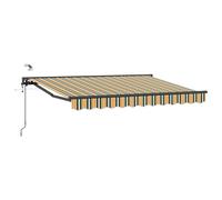 Owoxanthellate Tenda da sole retrattile con braccio articolato, 3 x 2,5 m, con telecomando e manovella, semicassetta, per terrazza e balcone, montaggio a parete, antracite, verde, giallo
