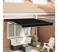 Owoxanthellate Tenda da sole retrattile nera, 350 x 250 cm, per balcone, giardino e terrazza, protezione solare moderna, in poliestere, in metallo, resistente alle intemperie, con supporto a parete