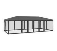 Owoxanthellate Tenda per feste, colore antracite, 8 x 4 m, con 12 pannelli laterali in rete HDPE e stabile struttura in ferro, protezione solare, gazebo da giardino per matrimoni, barbecue, giardino