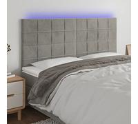 Owoxanthellate Testiera a LED grigio chiaro, 160 x 5 cm, in velluto, regolabile in altezza, per camera da letto, con strisce LED RGB dimmerabili, design moderno, testiera per leggere e guardare la TV