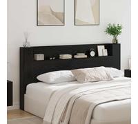 Owoxanthellate Testiera armadio nero effetto rovere 200 x 15 x 103 5 cm con LED & USB Design moderno in legno robusto mobili durevoli per camera da letto e camera degli ospiti