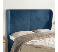 Owoxanthellate Testiera con orecchie in velluto blu scuro, 147 x 23 x 118/128 cm, altezza regolabile letto imbottito schienale pannello imbottito per camera da letto