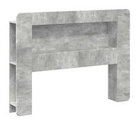 Owoxanthellate Testiera con vano portaoggetti, grigio cemento, testiera con ripiani in legno, libreria moderna per camera da letto, 119,5 x 18,5 x 100 cm