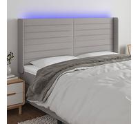 Owoxanthellate Testiera da letto a LED, colore grigio chiaro, 163 x 16 x 118/128 cm, in tessuto, moderno cuscino imbottito regolabile in altezza, per camera da letto e camera d'albergo