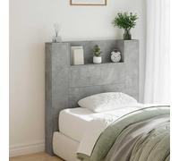 Owoxanthellate Testiera da letto con LED e scaffale, grigio cemento, 100 x 16,5 x 103,5 cm, materiale in legno, design moderno con luce che cambia colore e spazio per camera da letto, camera dei