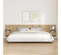 Owoxanthellate Testiera da letto larga 337 cm, in legno di quercia artisana, con armadi da comodino a parete, design moderno, molto spazio per la decorazione della camera da letto