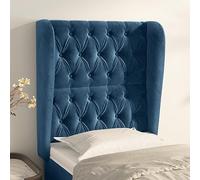 Owoxanthellate Testiera in velluto blu scuro, 83 x 23 x 118/128 cm, regolabile in altezza, design orecchie, in legno di larice massiccio, adatta per soggiorno e camera da letto