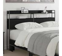 Owoxanthellate Testiera letto 120 cm nero rovere legno con LED e spazio cuscino da parete sottile design moderno 15 x 120 x 98 cm per camera da letto appartamento urbano