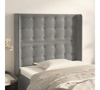 Owoxanthellate Testiera letto grigio chiaro, 83 x 16 x 118/128 cm, in velluto, altezza regolabile con gambe in legno di larice, design moderno per camera da letto e camera degli ospiti