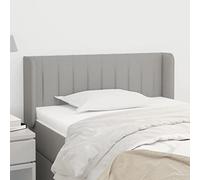 Owoxanthellate Testiera letto grigio chiaro, 93 x 16 x 78/88 cm, altezza regolabile con orecchie, design moderno, robusto legno di larice e tessuto traspirante, per camera da letto e camera degli