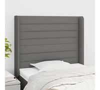 Owoxanthellate Testiera letto grigio scuro 83 x 118/128 cm regolabile in altezza, orecchie imbottite, legno di larice e tessuto traspirante, per camera da letto e camera degli ospiti