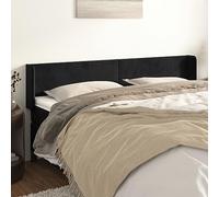 Owoxanthellate Testiera letto nero, 203 x 16 x 78/88 cm, altezza regolabile, velluto e larice, design moderno, per letto, camera da letto, letto a molle senza testiera