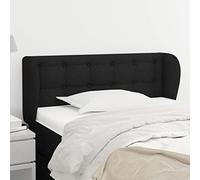 Owoxanthellate Testiera nera con orecchie, 93 x 23 x 78/88 cm, altezza regolabile in legno di larice e tessuto traspirante, imbottitura per camera da letto