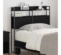 Owoxanthellate Testiera nera rovere 100 cm materiale in legno con illuminazione a LED e scaffale, design moderno e compatto per camera da letto urbana con opzione di rivestimento testiera