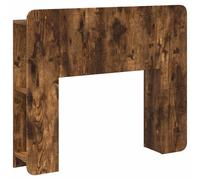 Owoxanthellate Testiera per letto da 120 cm, con vano portaoggetti, moderna libreria per camera da letto, in legno di rovere affumicato, a forma di U