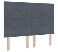 Owoxanthellate Testiera per letto in velluto grigio scuro, 144 cm, moderna, regolabile in altezza, con imbottitura, elegante schienale in legno di pino massello, per camera da letto