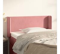 Owoxanthellate Testiera rosa con orecchie in velluto, 93 x 16 x 78/88 cm, altezza regolabile, cuscino imbottito da parete per letto matrimoniale, camera da letto, camera degli ospiti