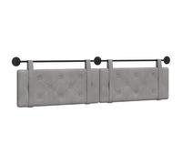 Owoxanthellate Testiera sospesa in velluto grigio chiaro, moderna testiera da parete, con bottoni, per letto, 210 x 55 cm, pannello imbottito, schienale morbido, montaggio a parete