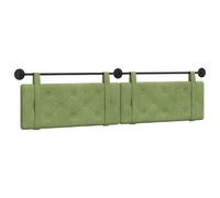 Owoxanthellate Testiera sospesa in velluto verde chiaro, 210 x 55 cm, moderna testiera da parete per letto, pannello da parete imbottito con bottoni e guida in metallo, per la decorazione della camera