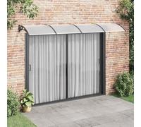 Owoxanthellate Tettoia per porta, 350 x 100 cm, colore nero, in policarbonato resistente alle intemperie, con montanti in alluminio, robusto tettuccio parasole per ingresso, balcone e terrazzo