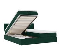 Owoxanthellate Velluto ottomano telaio letto 160 x 200 verde scuro con materassi LED idraulico spazio testiera design moderno per camera da letto