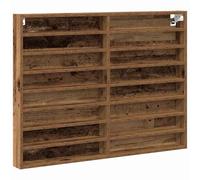Owoxanthellate Vetrina da parete effetto legno anticato, 100 x 8,5 x 75 cm, sottile armadietto pensile in legno con 16 ripiani, vetrina moderna per oggetti da collezione e decorazione per il soggiorno